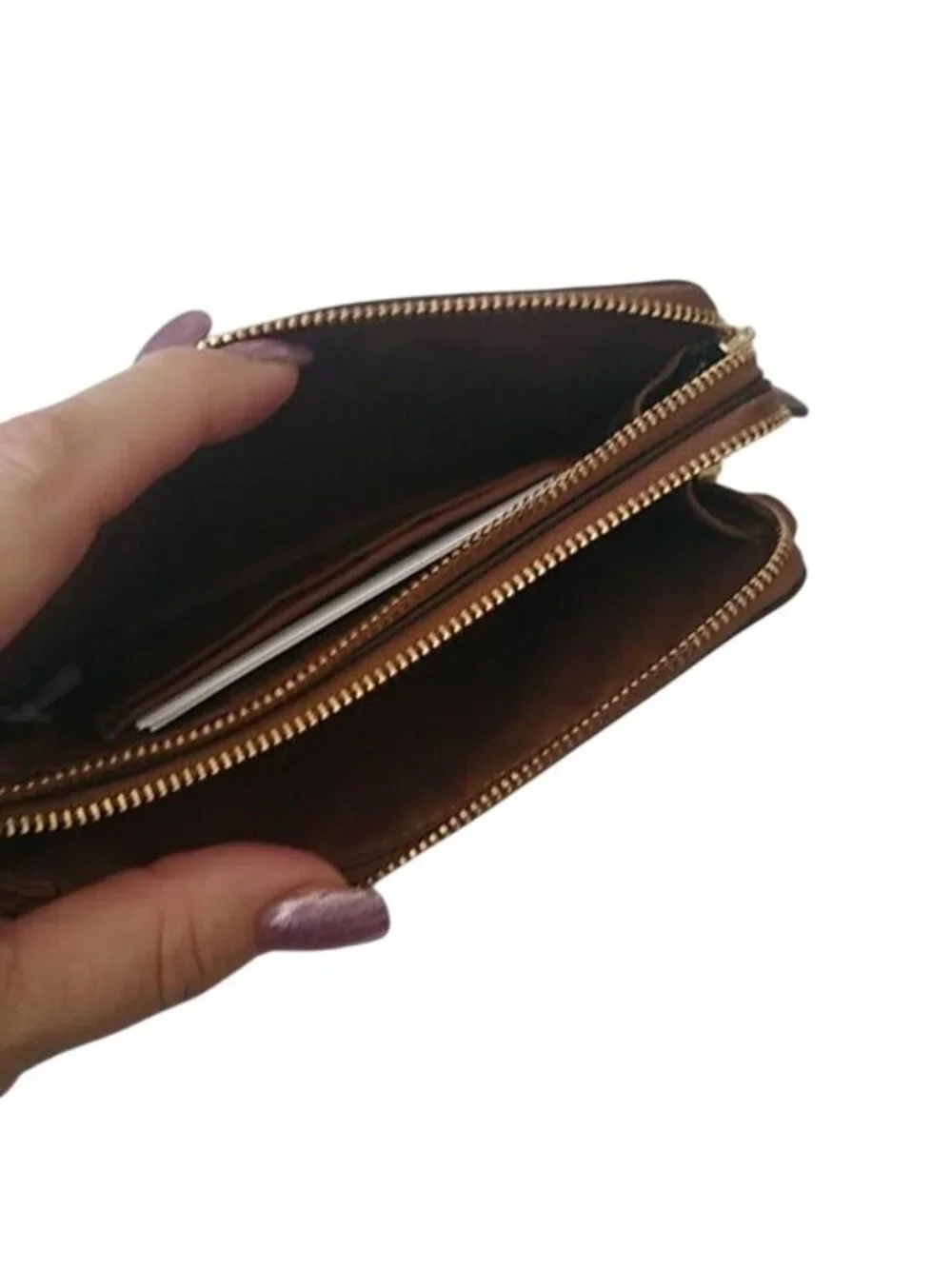 Coach F66505 Pebble Leather Double Corner Zip Wristlet, IM/Saddle